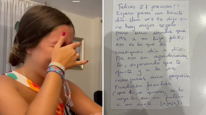 La reacción de la joven al regalo y la carta que le escribieron sus suegros