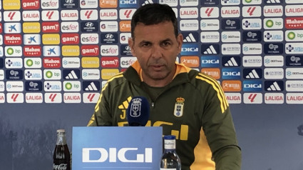 Javi Calleja en la rueda de prensa previa al partido ante el Almería