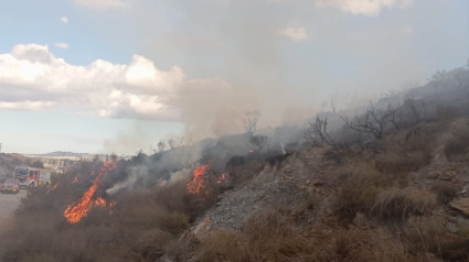 Incendio en una rambla de Lorca situada entre dos colegios y cerca de un tanatorio