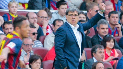 Gerardo 'Tata' Martino, durante un partido en el Camp Nou en su etapa como entrenador del Barcelona