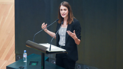 La portavoz de Más Madrid en el Ayuntamiento, Rita Maestre, interviene durante un pleno del Ayuntamiento de Madrid, en el Palacio de Cibeles, a 24 de septiembre de 2024, en Madrid (España)