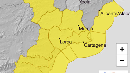 Mapa de la alerta amarilla por lluvias para este lunes