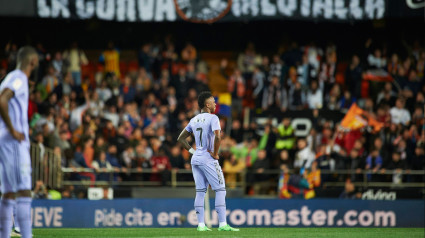 Vinicius, durante la visita del Real Madrid a Mestalla en el partido de LaLiga durante la temporada 2023-2024