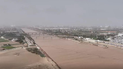 Imagen tomada por un dron de las inundaciones causadas en la región valenciana de Paiporta.