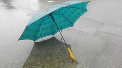 Imagen de archivo de un paraguas en un día de lluvia