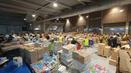 Imagen del Centro de Tecnificación durante el fin de semana con la recogida solidaria de alimentos y material de primera necesidad