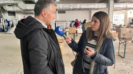 Punto de recogida en la pista de hielo de Jaca