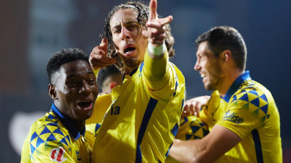 Fabio Silva celebra el primer gol ante el Rayo