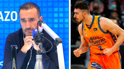 Juanma Castaño y Josep Puerto, jugador del Valencia Basket