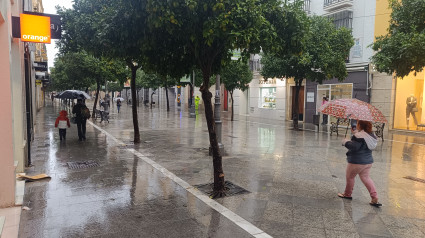 Lluvia en el centro de Jerez