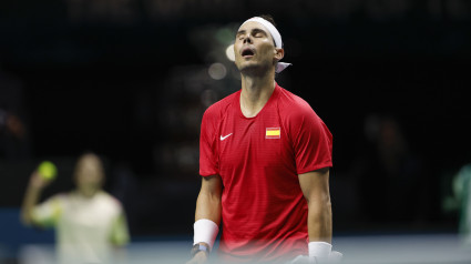 Rafa Nadal tras fallar un punto en la Copa Davis