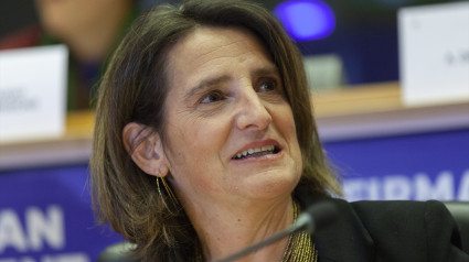 La candidata a la vicepresidencia ejecutiva de Transición Limpia, Justa y Competitiva, y a la cartera de Competencia de la Comisión Europea, Teresa Ribera, durante su intervención en el Parlamento Europeo en el proceso de audiencia para la confirmación de su candidatura a la Comisión Europea, en el Parlamento Europeo, a 12 de noviembre de 2024, en Bruselas