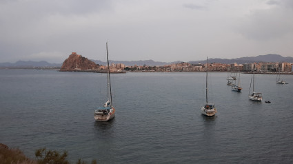 Vista panorámica de Águilas desde la playa de Las Delicias