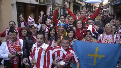 La afición del Sporting en Coruña