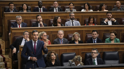 El presidente del Gobierno, Pedro Sánchez, interviene durante una sesión de control al Gobierno, en el Congreso de los Diputados, a 16 de octubre de 2024, en Madrid