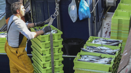 Un trabajador en un barco de pesca