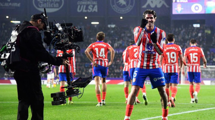 De Paul celebra el 0-3 del Atlético de Madrid frente al Real Valladolid