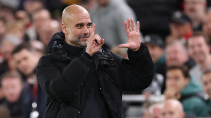 Pep Guardiola, entrenador del Manchester City, en Anfield