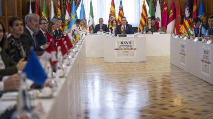 El presidente del Gobierno, Pedro Sánchez, durante la XXVII Conferencia de Presidentes que se celebra este viernes en el Palacio de la Magdalena, en Santander