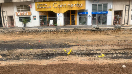 Obras en la plaza del Continental, en Gijón