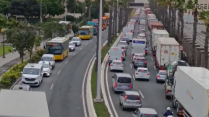 Taxis participan en la protesta