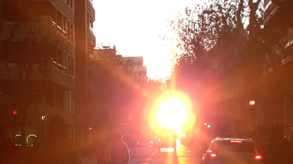 Puesta de sol vista desde la Plaza de Navarra