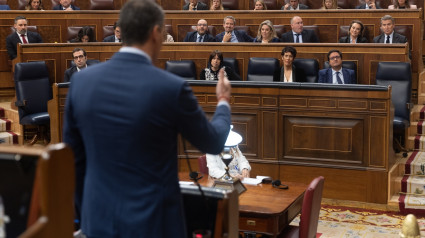 El presidente del Gobierno, Pedro Sánchez, interviene durante una sesión de control al Gobierno, en el Congreso de los Diputados, a 27 de noviembre de 2024, en Madrid