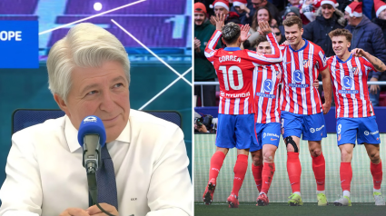 Enrique Cerezo y los jugadores del Atlético de Madrid