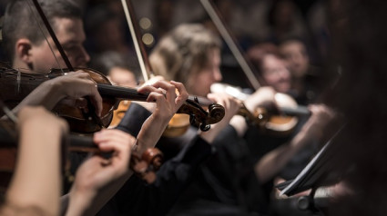 Músicos de una orquesta sinfónica