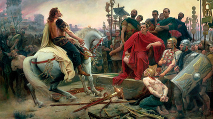 Vercingetorix baja los brazos a los pies de Julio César