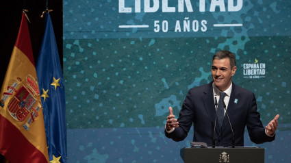 Pedro Sánchez en el primero de los actos