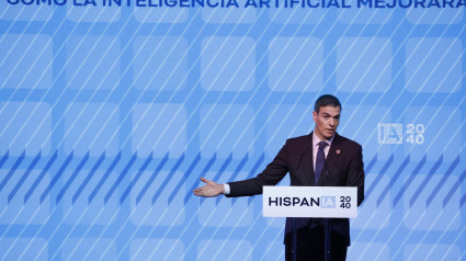 Pedro Sánchez, durante su intervención en la jornada 'HispanIA 2040