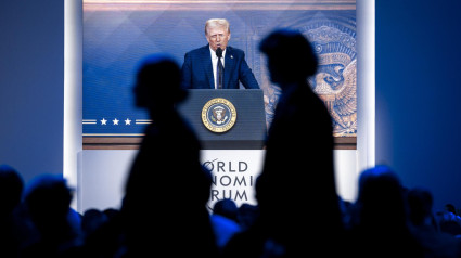 Trump, en su videoconferencia durante su discurso en el Foro de Davos