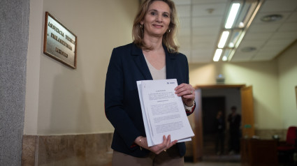 La vicesecretaria de Desarrollo Sostenible del PP, Paloma Martín, posa tras registrar en el Senado la reforma de la Ley del Suelo