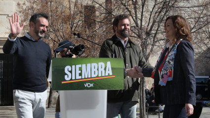 Sonia Lalanda y David Hierro en un acto del partido en la capital