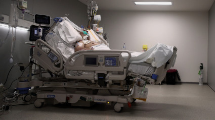 Un enfermo en una cama de la UCI del Hospital de Emergencias Isabel Zendal, Madrid