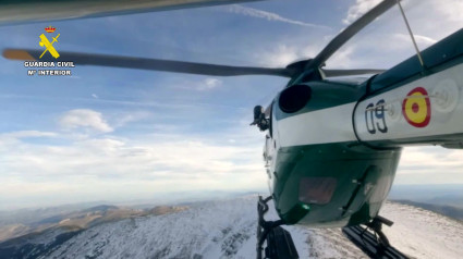 Imagen del rescate en helicóptero realizado en el Parque Natural del Moncayo.