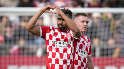 Yangel Herrera celebra su gol con el Girona