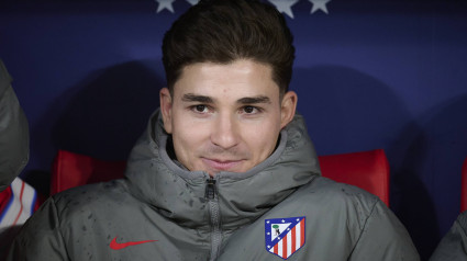 Julián Álvarez, antes de jugar el encuentro entre el Atlético y el Athletic