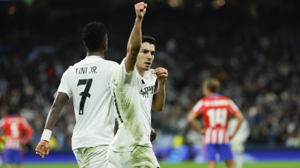 Brahim celebra el gol en el Real Madrid 2 - Atlético de Madrid 1