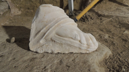 Imagen del pie hallado en las labores de mantenimiento de la iglesia de San Pedro