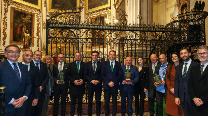 Autoridades y premiados en la ceremonia de los galardones de la Fundación Casco Histórico