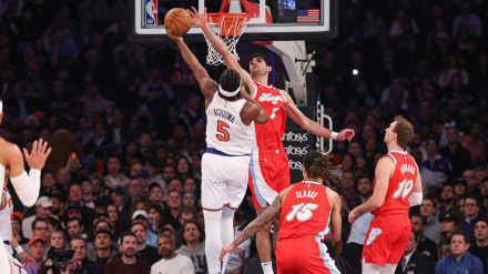 Aldama, en el partido frente a los Knicks