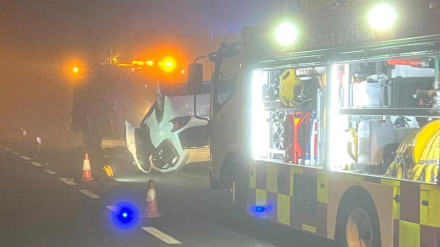 Lugar del accidente registrado en Lousame esta madrugada