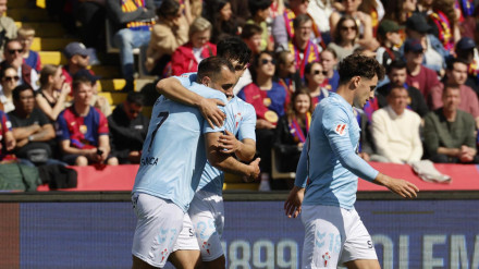 Borja Iglesias celebra el 1-1 del Celta contra el Barcelona