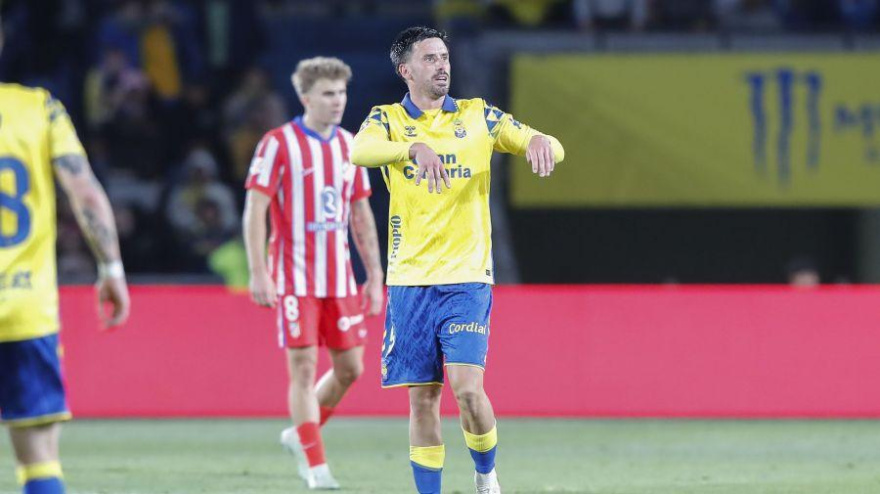 La alegría de Javi Muñoz en Tiempo de Juego tras dar la victoria a Las Palmas frente al Atlético