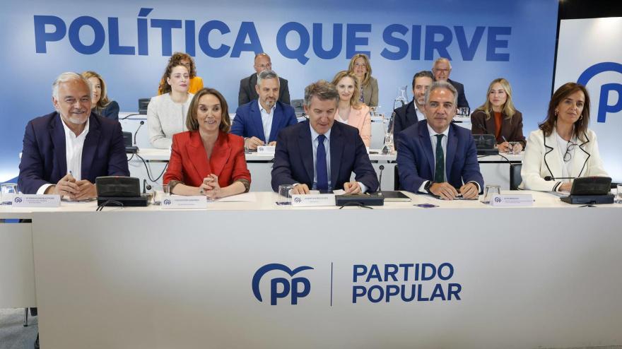 El líder de los populares, Alberto Núñez Feijóo (durante la reunión del Comité Ejecutivo Nacional, en el que participan los barones de la formación