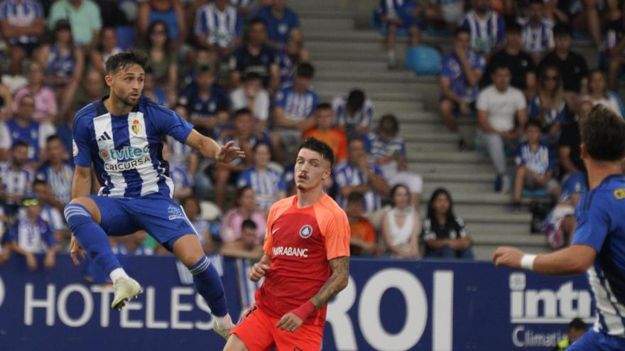 Kevin Sibille, durante su último partido con la Ponferradina ante el Andorra.