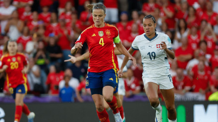 Irene Paredes en el partido de cuartos contra Suiza