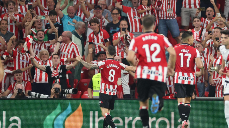 Sancet celebra el gol del Athletic al Rayo